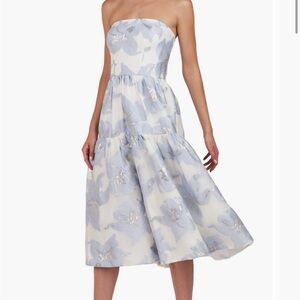 Kay Unger Cassie Metallic Strapless Midi Dress SZ6